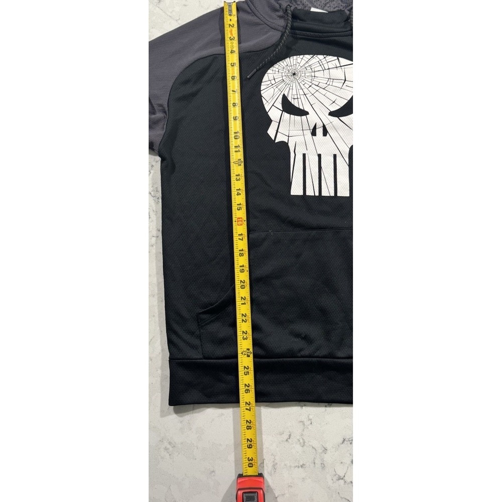 Marvel Punisher Skull Hoodie Mens Medium Black Gray Pullover Sweatshirt - Picture 6 of 9